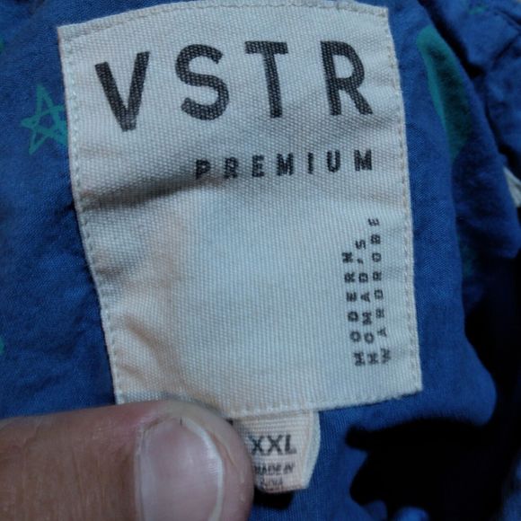 VSTR shirt mens 2XL XXL blue illuminati all over print button short sleeve - Picture 5 of 9